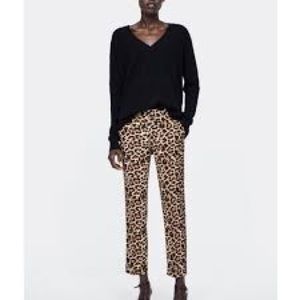 Zara Leopard Print Straight Leg Pants